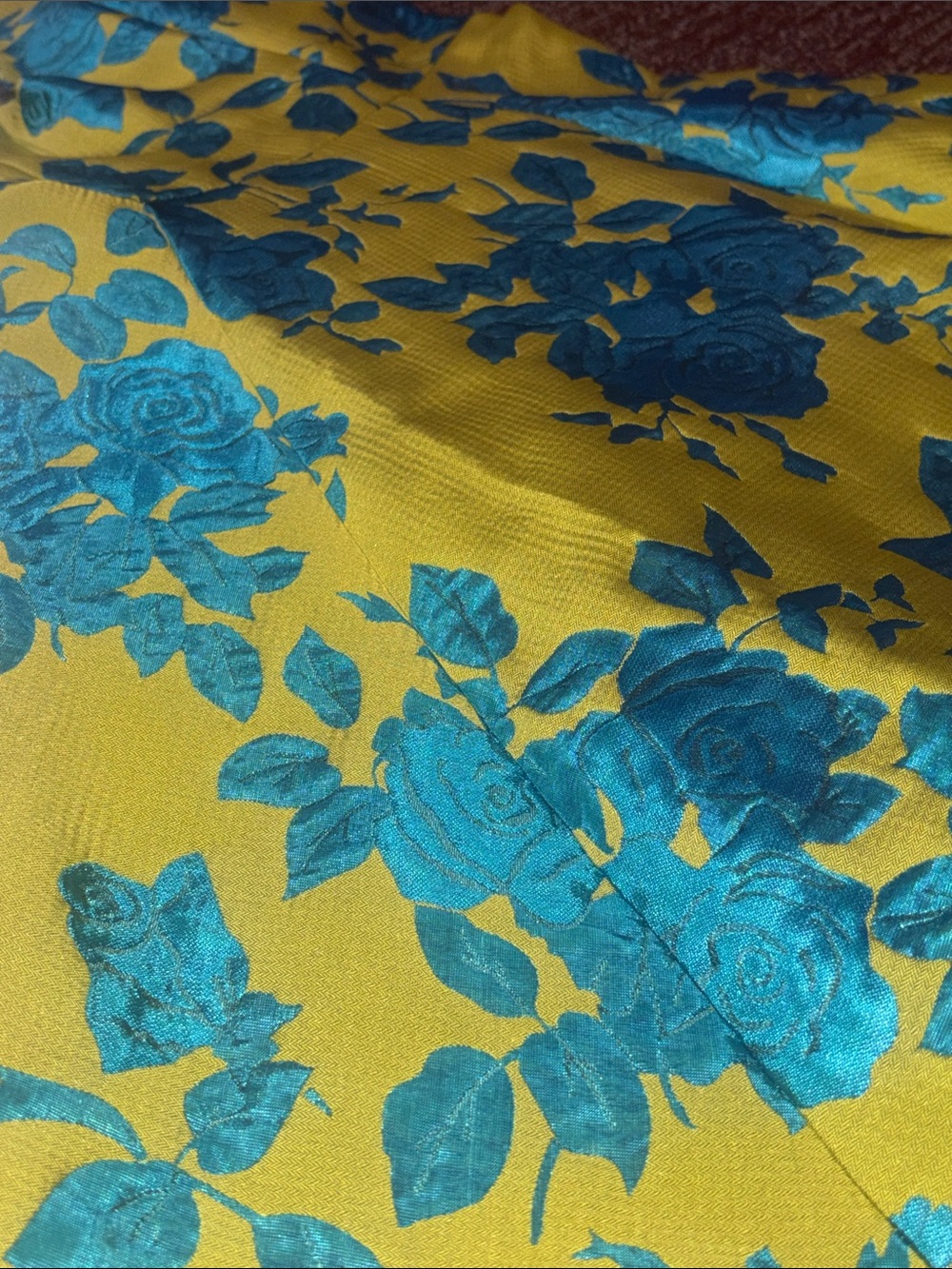 Ieena dress deep v low back skater skirt damask chartreuse pleated full skirt 2 - Picture 5 of 12